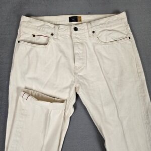 J.Crew Jeans Mens 34x34 Off White 484 Japan Selvedge Slim Button Fly Denim